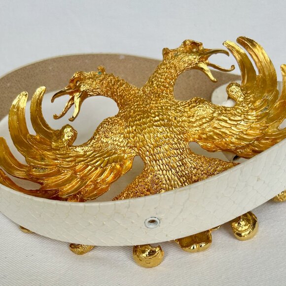 CHRISTOPHER ROSS EAGLES BELT BUCKLE GOLD PLATE SIGNED 1983 THUMB PRINT 9" × 5.5" - Picture 4 of 8